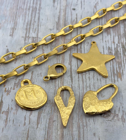 Chunky Large Link Chain, Satin 18k Gold Plated - S065-CH