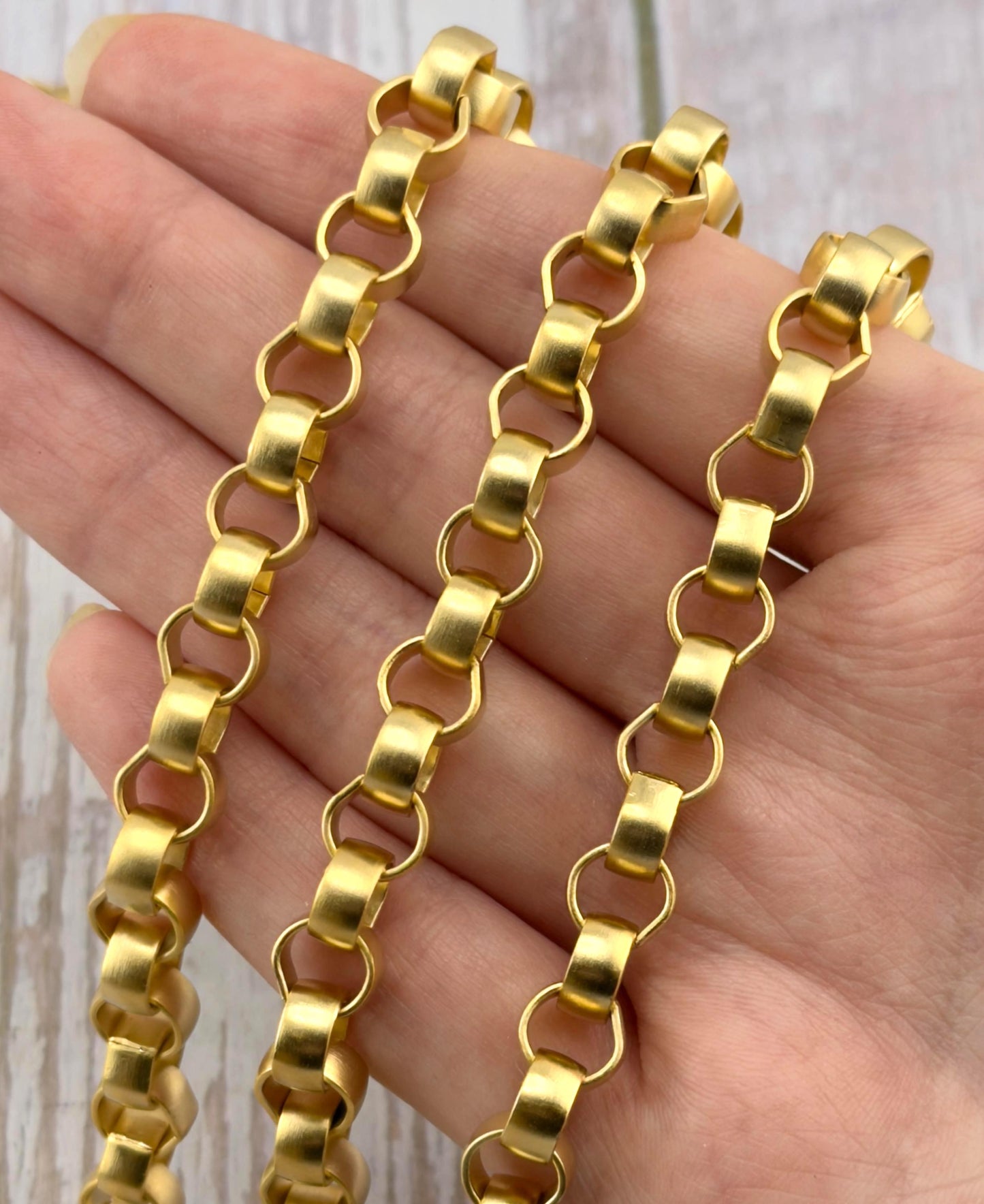 Grosse chaîne Rolo, plaqué or 18 carats satiné - S074-CH