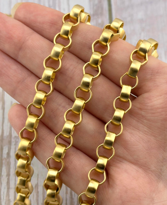 Large Rolo Chain, Satin 18k Gold Plated - S074-CH