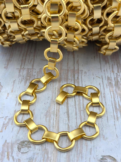 Large Smooth Link Chain, Satin 18k Gold Plated - S071-CH