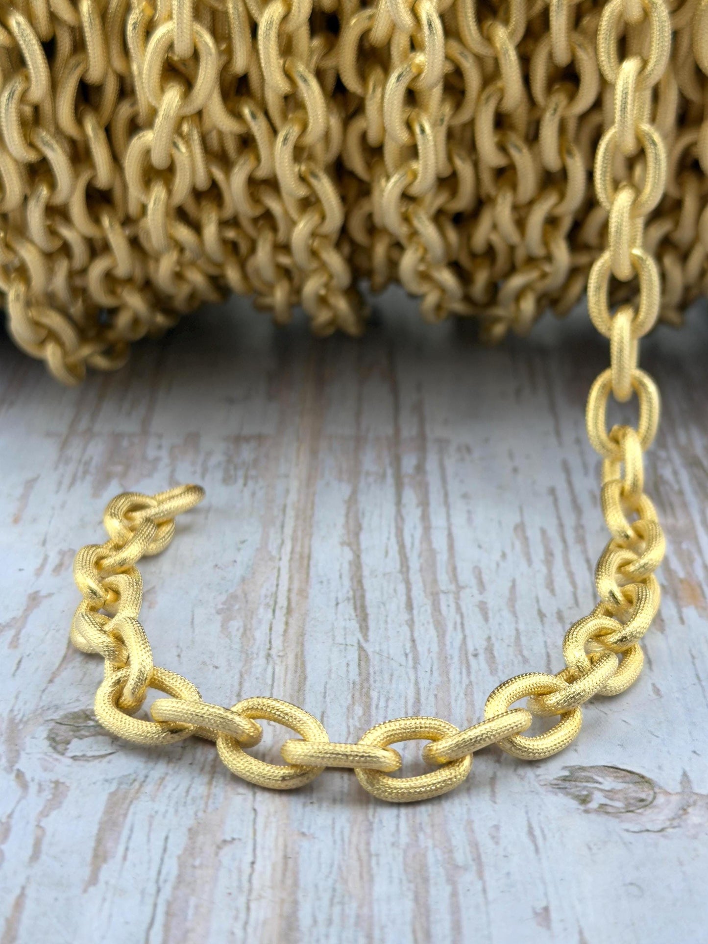 13x10mm Thick Oval Cable Chain, Satin 18k Gold Plated - S076-CH