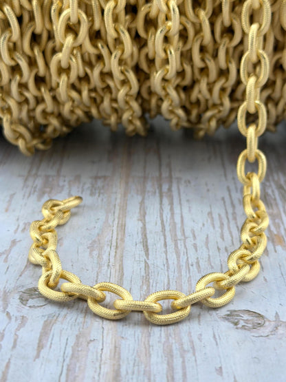 13x10mm Thick Oval Cable Chain, Satin 18k Gold Plated - S076-CH