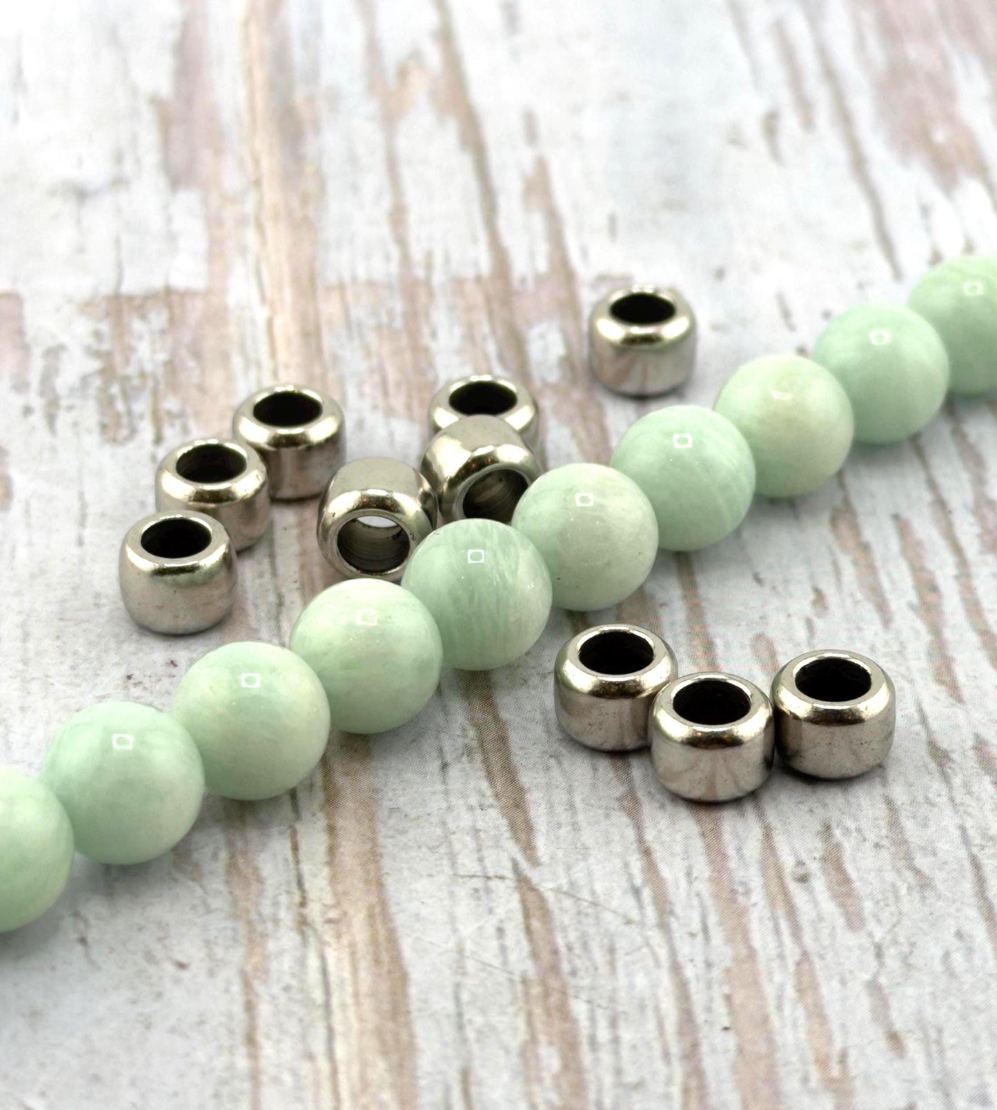 7mm Large Hole Cylinder Beads (Set of 10), Antiqued Pewter - PT549