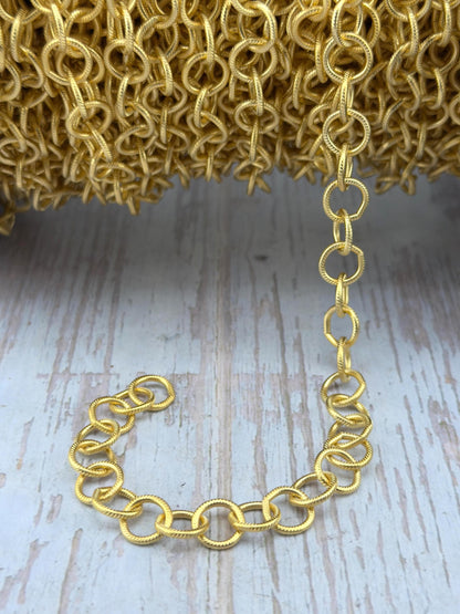 Chaîne gros maillons ronds, plaqué or 18 carats satiné - S072-CH