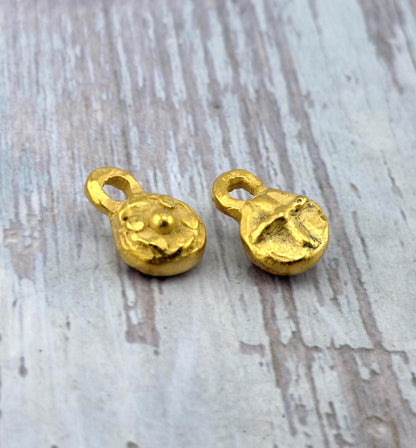 Double-sided Cross and Flower Charm, Satin 18k Gold Plated - ST319