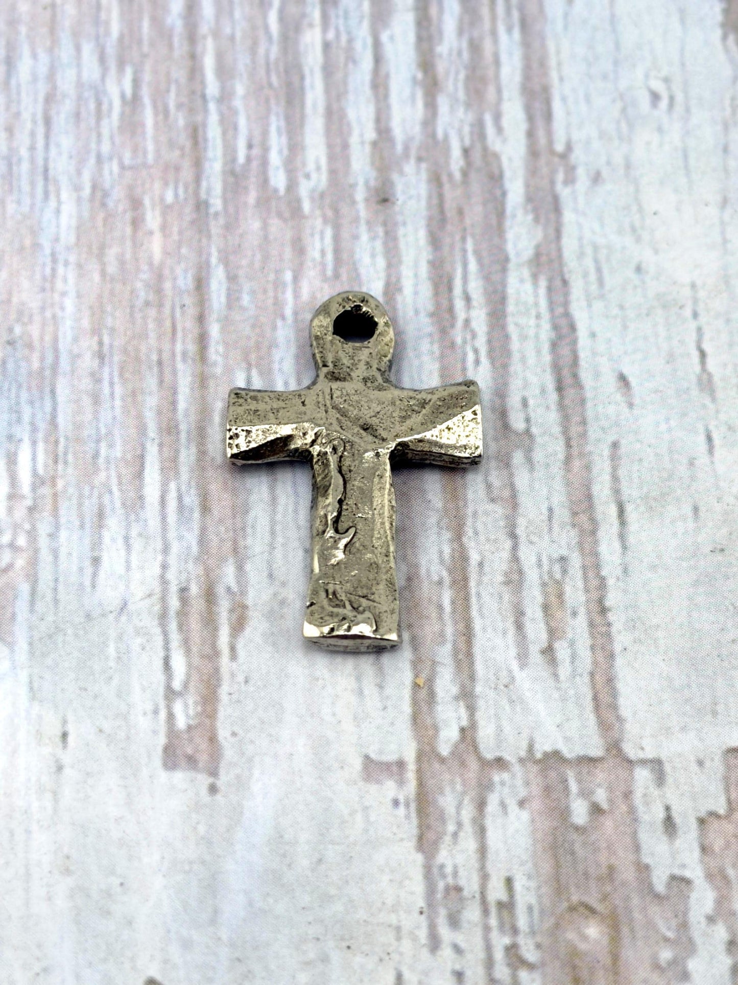 Rustic Cross Pendant, Antiqued Pewter - PT492