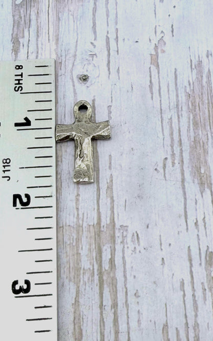 Rustic Cross Pendant, Antiqued Pewter - PT492