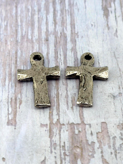 Rustic Cross Pendant, Antiqued Pewter - PT492