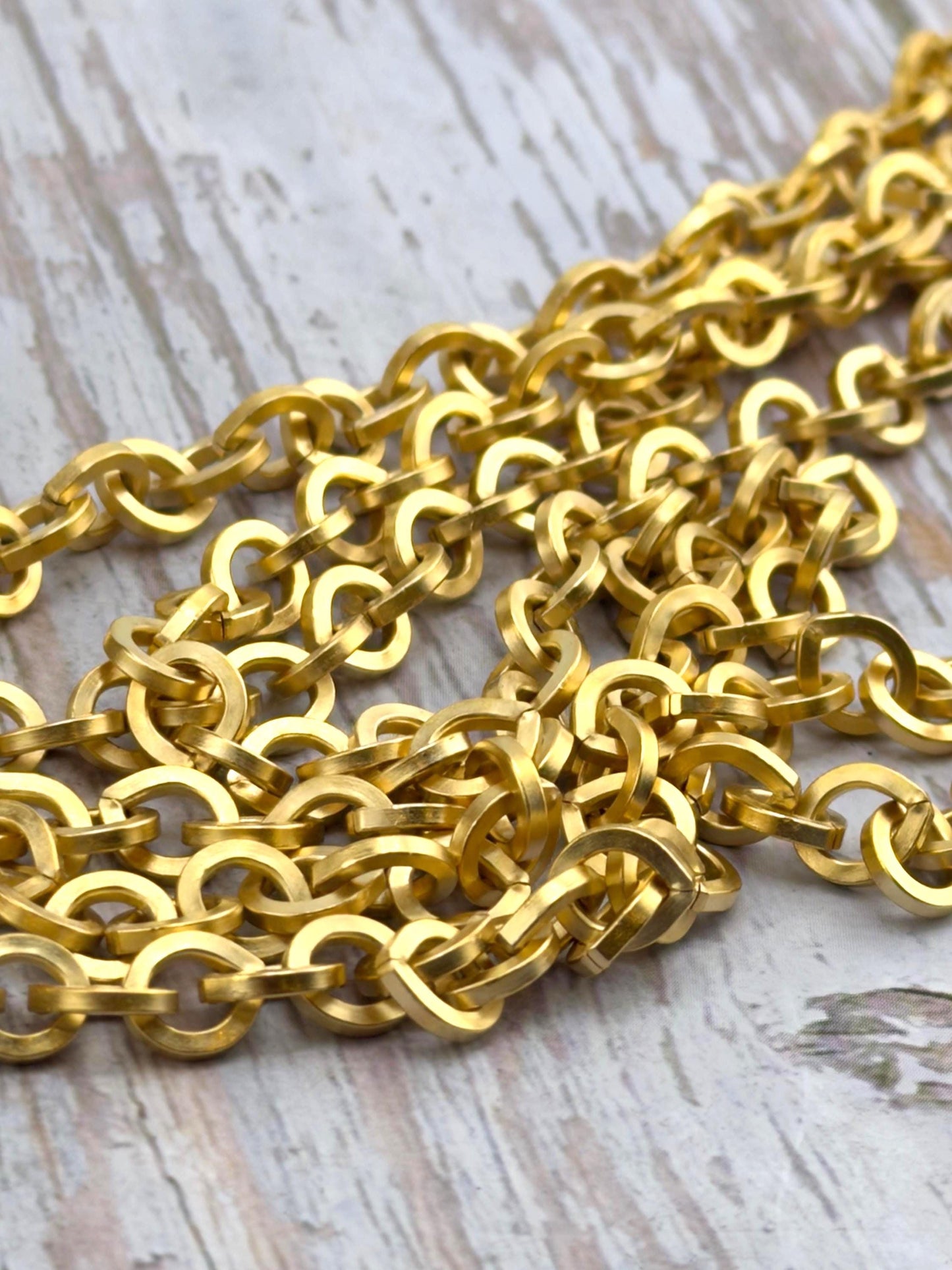 Flat Oval Cable Chain, Satin 18k Gold Plated - S060-CH