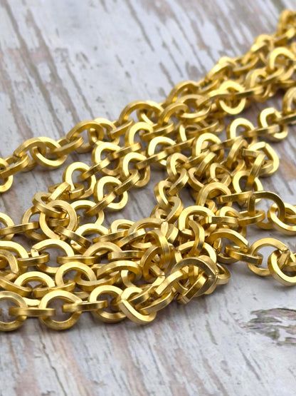 Flat Oval Cable Chain, Satin 18k Gold Plated - S060-CH