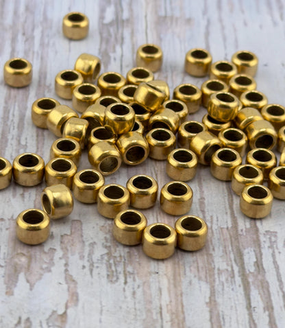 Large Hole 7mm Spacer Beads (Set of 10), Antiqued 18k Gold Plated - AG547