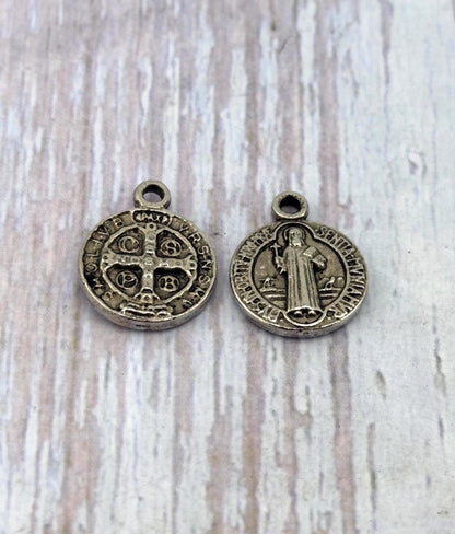 Double-sided Saint Benedict Medal, Antiqued Pewter - PT373
