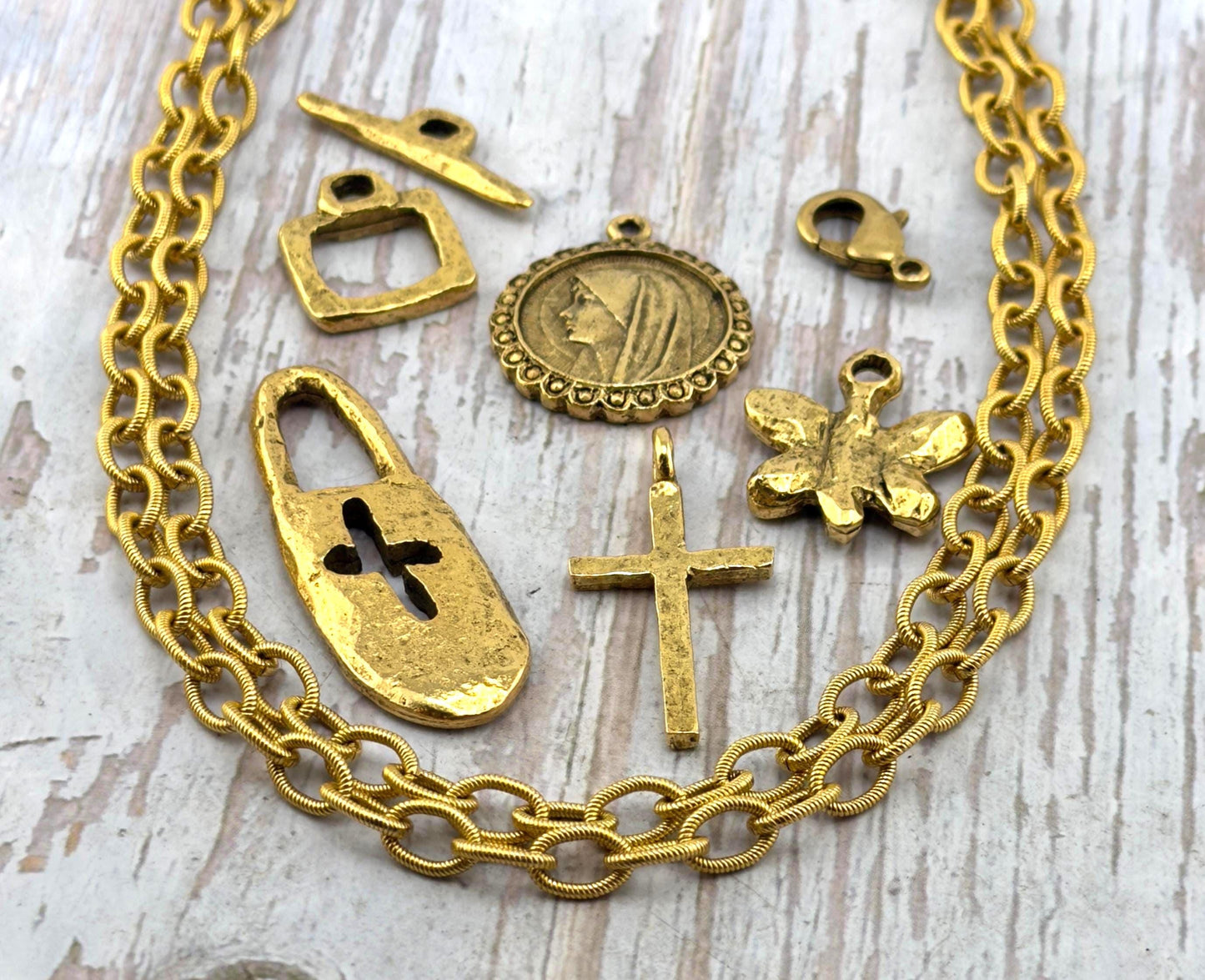 8x5mm Oval Textured Cable Chain, Antiqued 18k Gold Plated - G114-CH