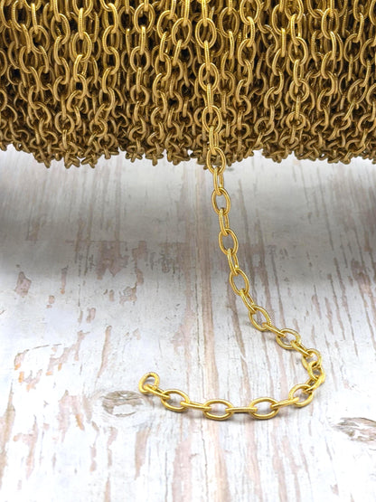 8x5mm Oval Textured Cable Chain, Antiqued 18k Gold Plated - G114-CH