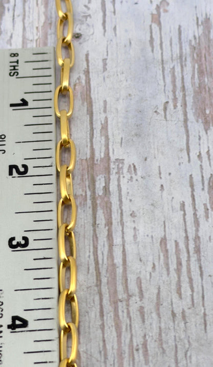 Cadena Larga de Eslabones tipo Clip, Baño de Oro 18k Satinado - S069-CH