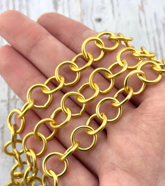 Smooth 10mm Round Cable Chain, Satin 18k Gold Plated - S070-CH