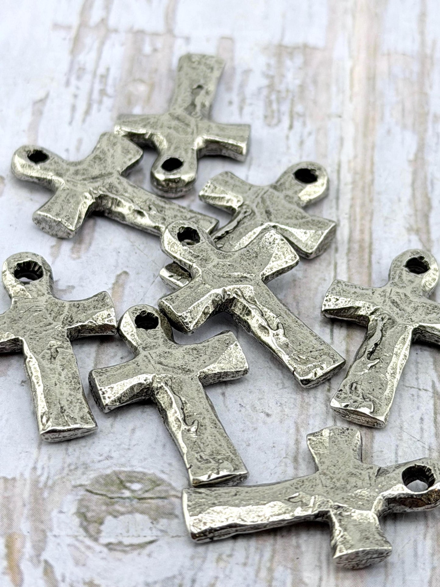 Rustic Cross Pendant, Antiqued Pewter - PT492