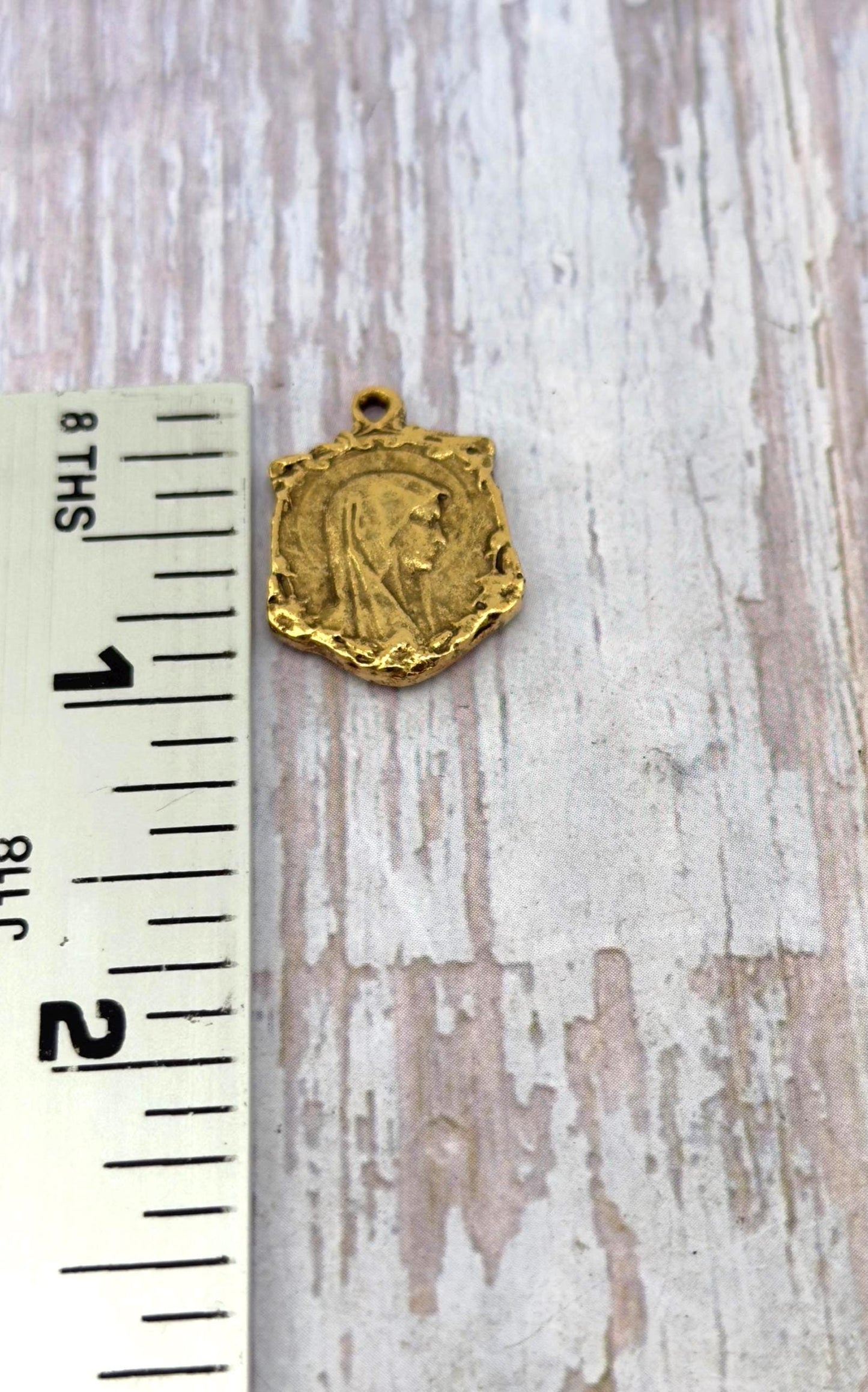 Double-sided Marian Apparition Our Lady of Lourdes Medal, Antiqued 18k Gold Plated - AG003