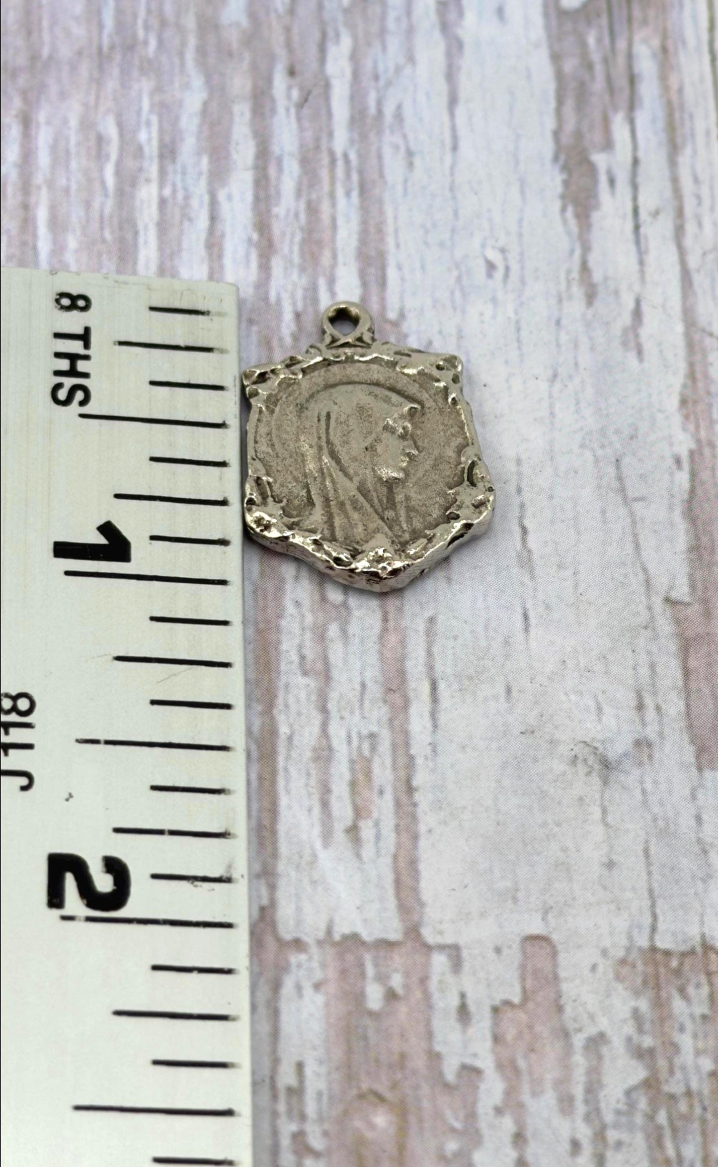 Mary Our Lady of Lourdes Medal, Antiqued Pewter - PT363