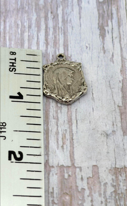 Mary Our Lady of Lourdes Medal, Antiqued Pewter - PT363