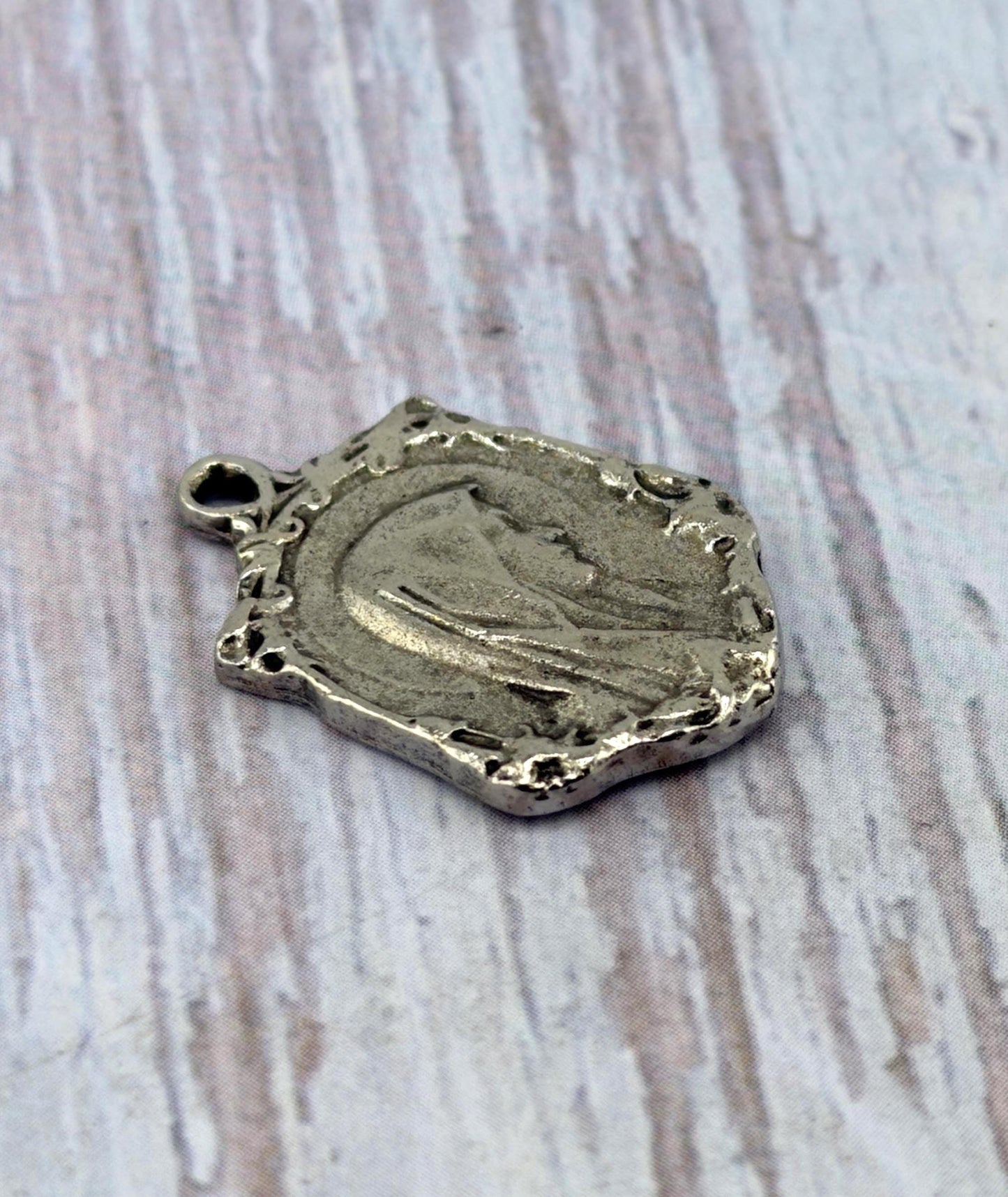 Mary Our Lady of Lourdes Medal, Antiqued Pewter - PT363