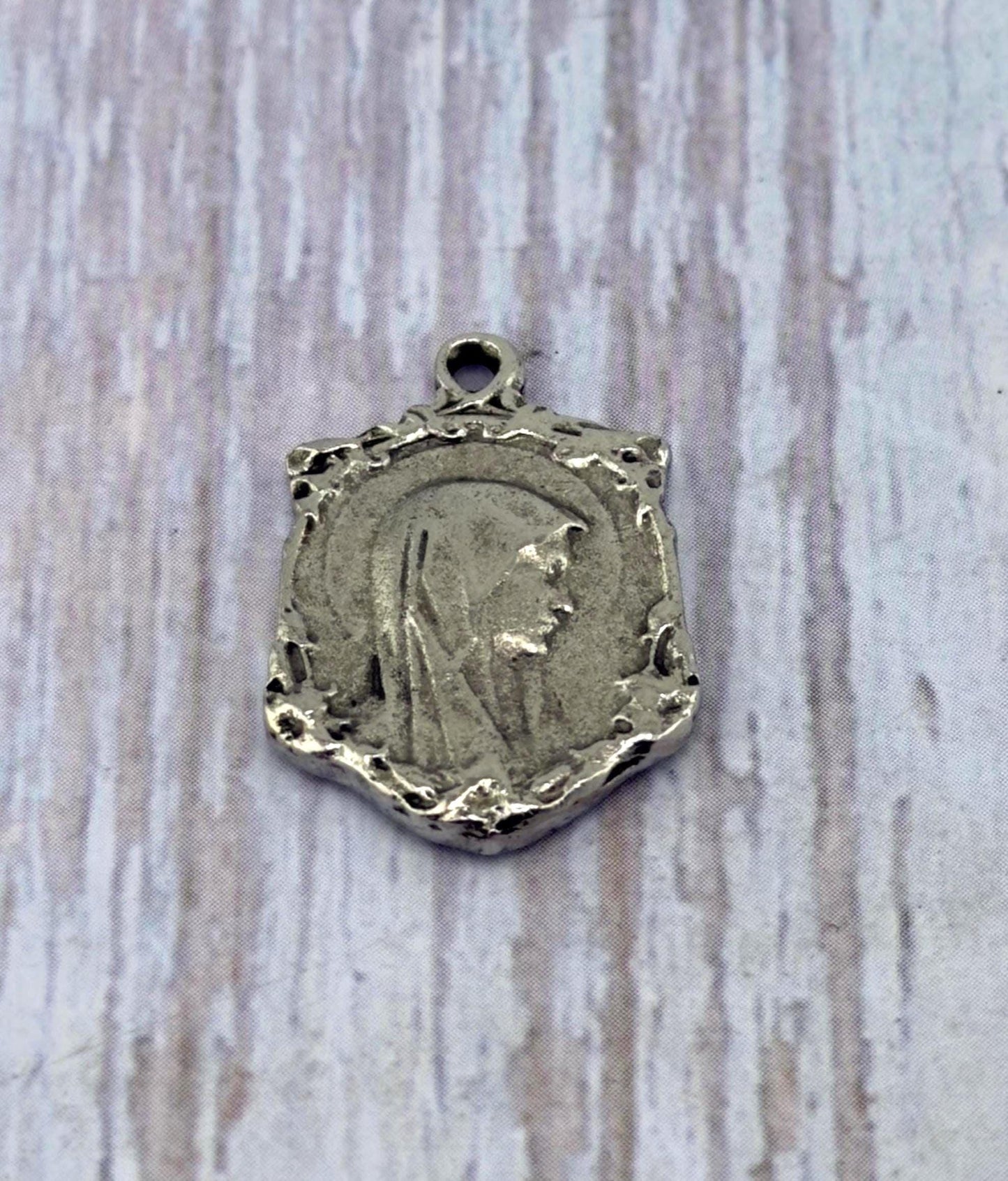 Mary Our Lady of Lourdes Medal, Antiqued Pewter - PT363