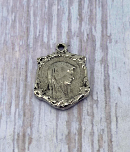 Mary Our Lady of Lourdes Medal, Antiqued Pewter - PT363