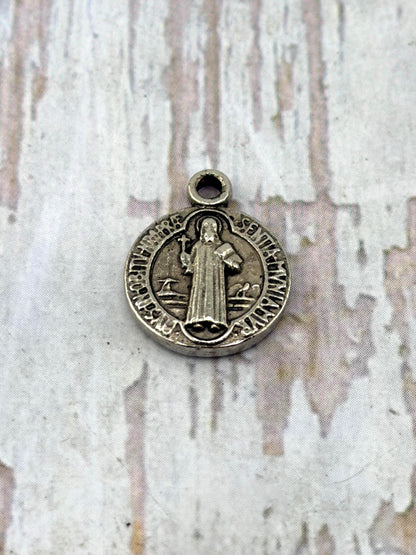 Double-sided Saint Benedict Medal, Antiqued Pewter - PT373