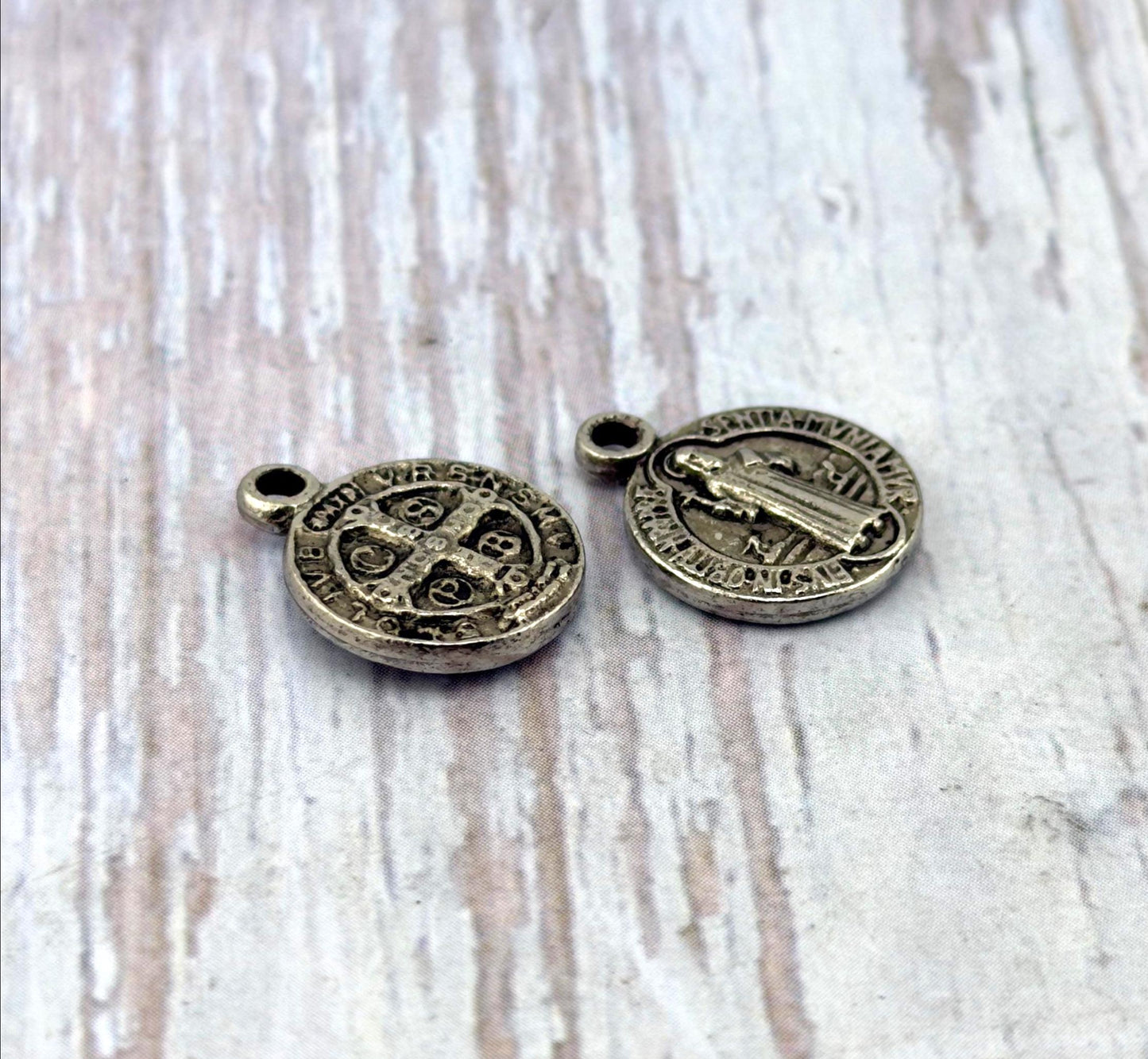 Double-sided Saint Benedict Medal, Antiqued Pewter - PT373