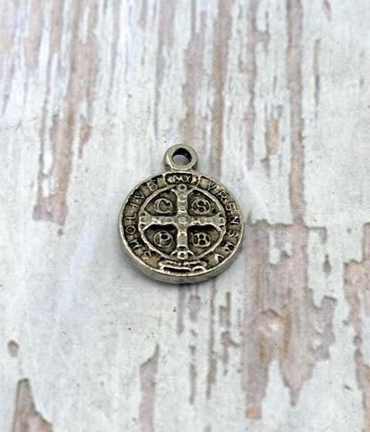 Double-sided Saint Benedict Medal, Antiqued Pewter - PT373