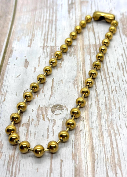 15 Inch Ball Chain Necklace, PVD Gold Plated