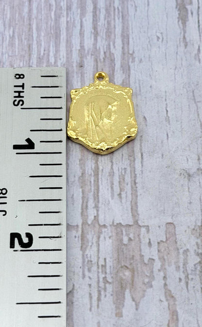 Mary Our Lady of Lourdes Charm, Satin 18k Gold Plated Charm - ST183
