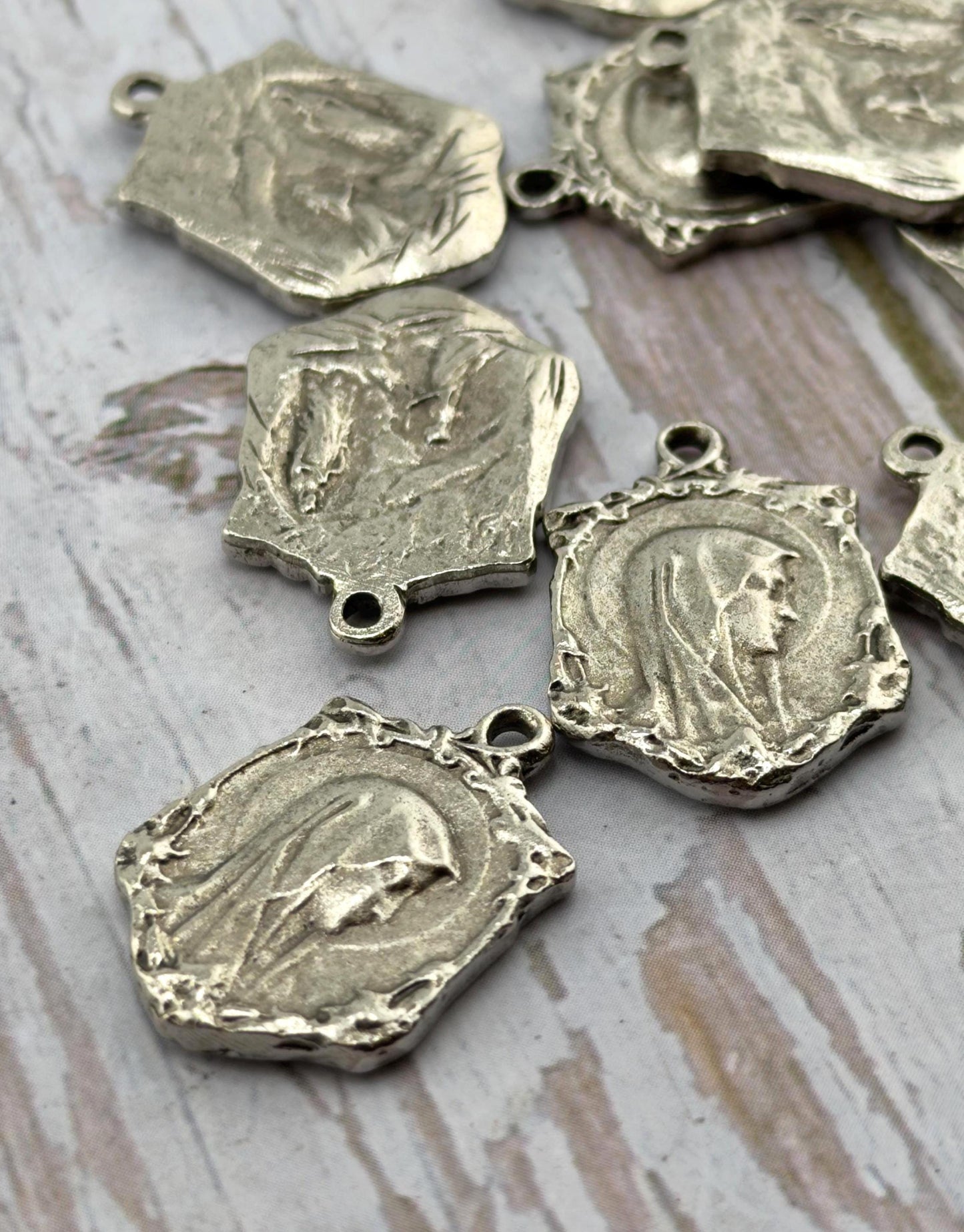 Mary Our Lady of Lourdes Medal, Antiqued Pewter - PT363