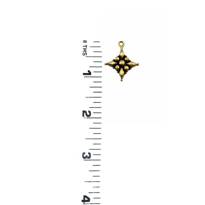 Floral Cross Charm, Antiqued 18k Gold Plated - AG639