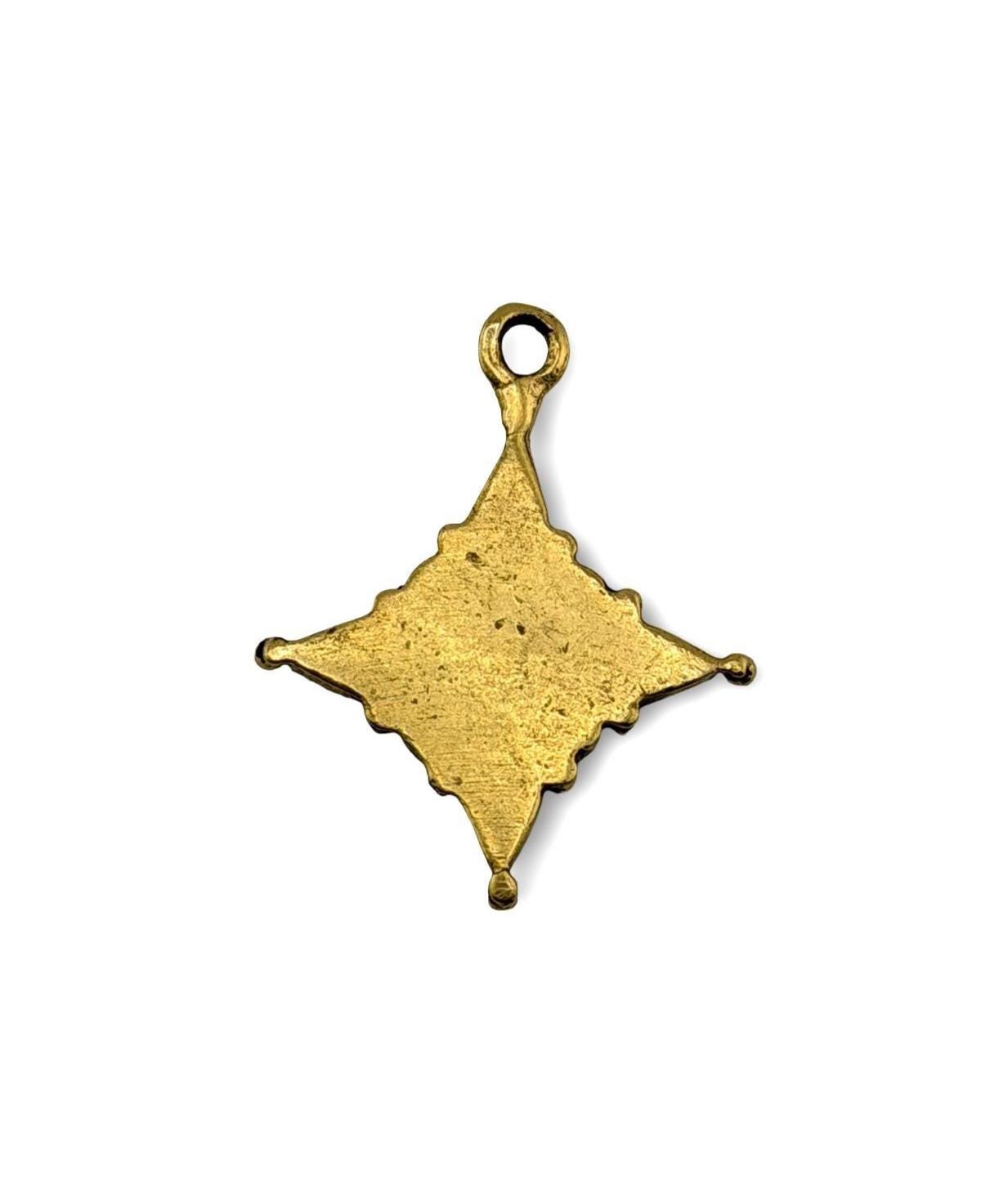 Floral Cross Charm, Antiqued 18k Gold Plated - AG639