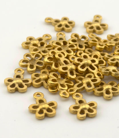 Tiny Modern Flower Charm, Satin 18k Gold Plated - ST637
