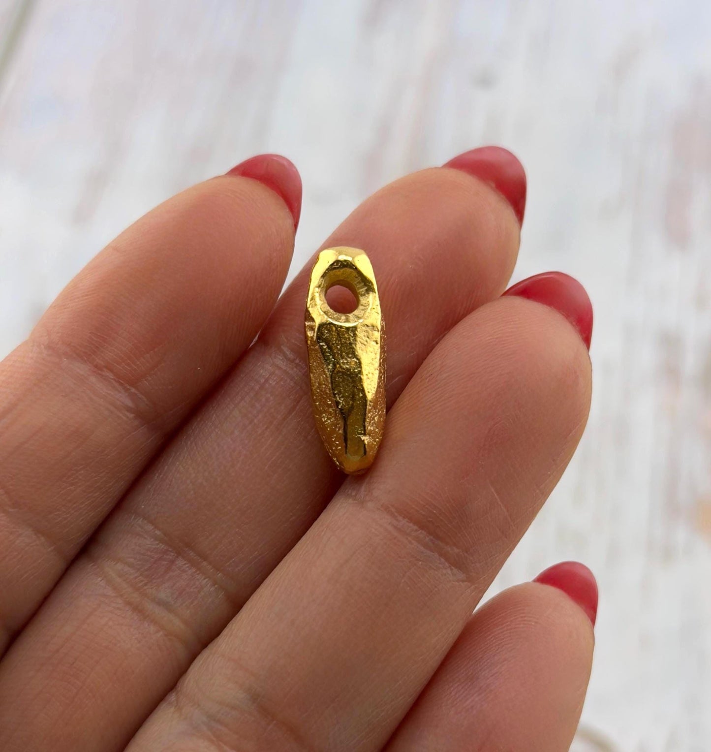 Faceted Metal Drop Bead, Satin 18k Gold Plated - ST322