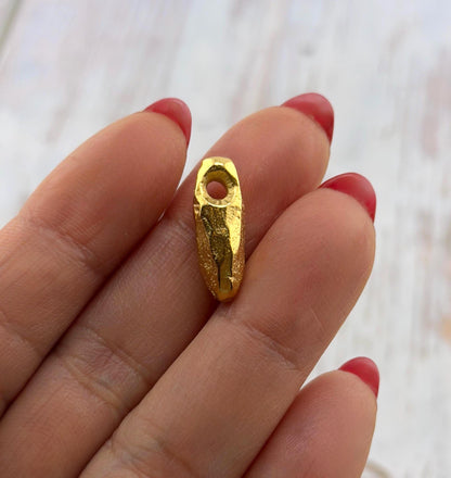 Faceted Metal Drop Bead, Satin 18k Gold Plated - ST322