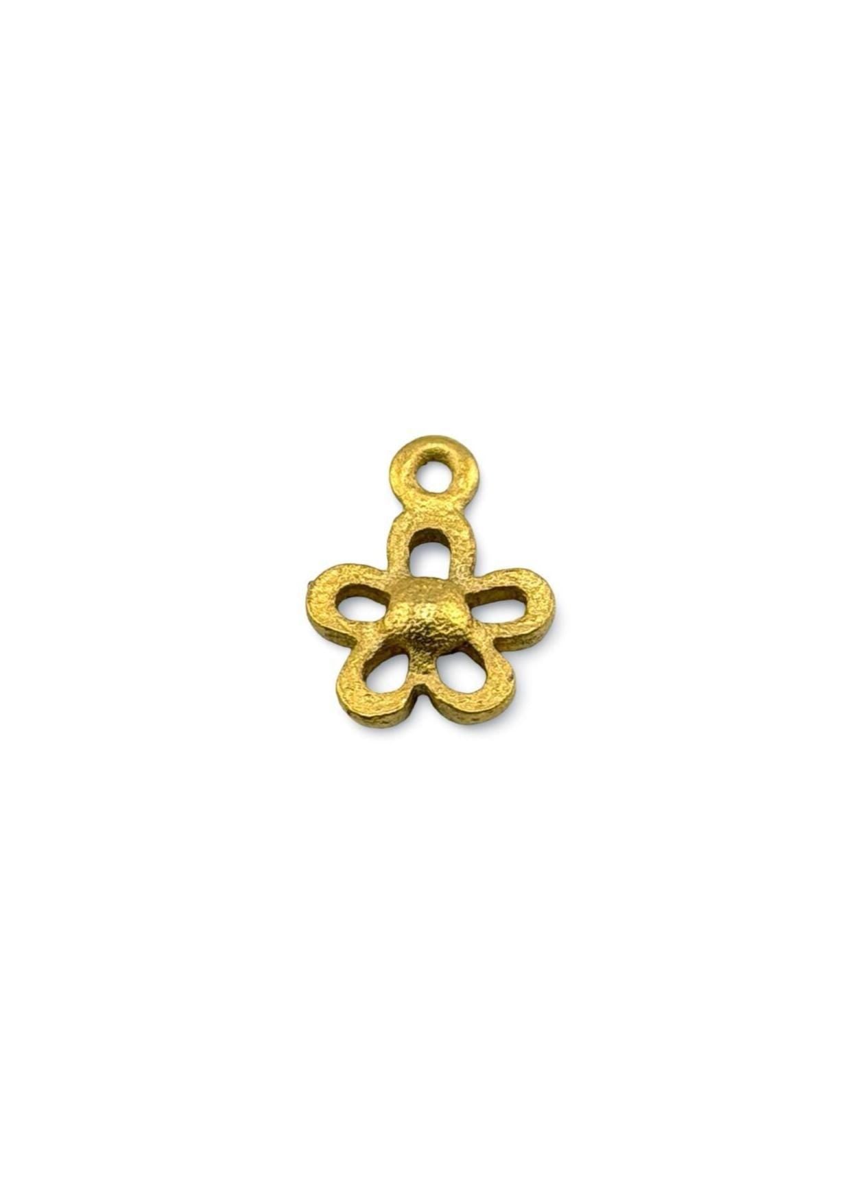 Tiny Modern Flower Charm, Satin 18k Gold Plated - ST637