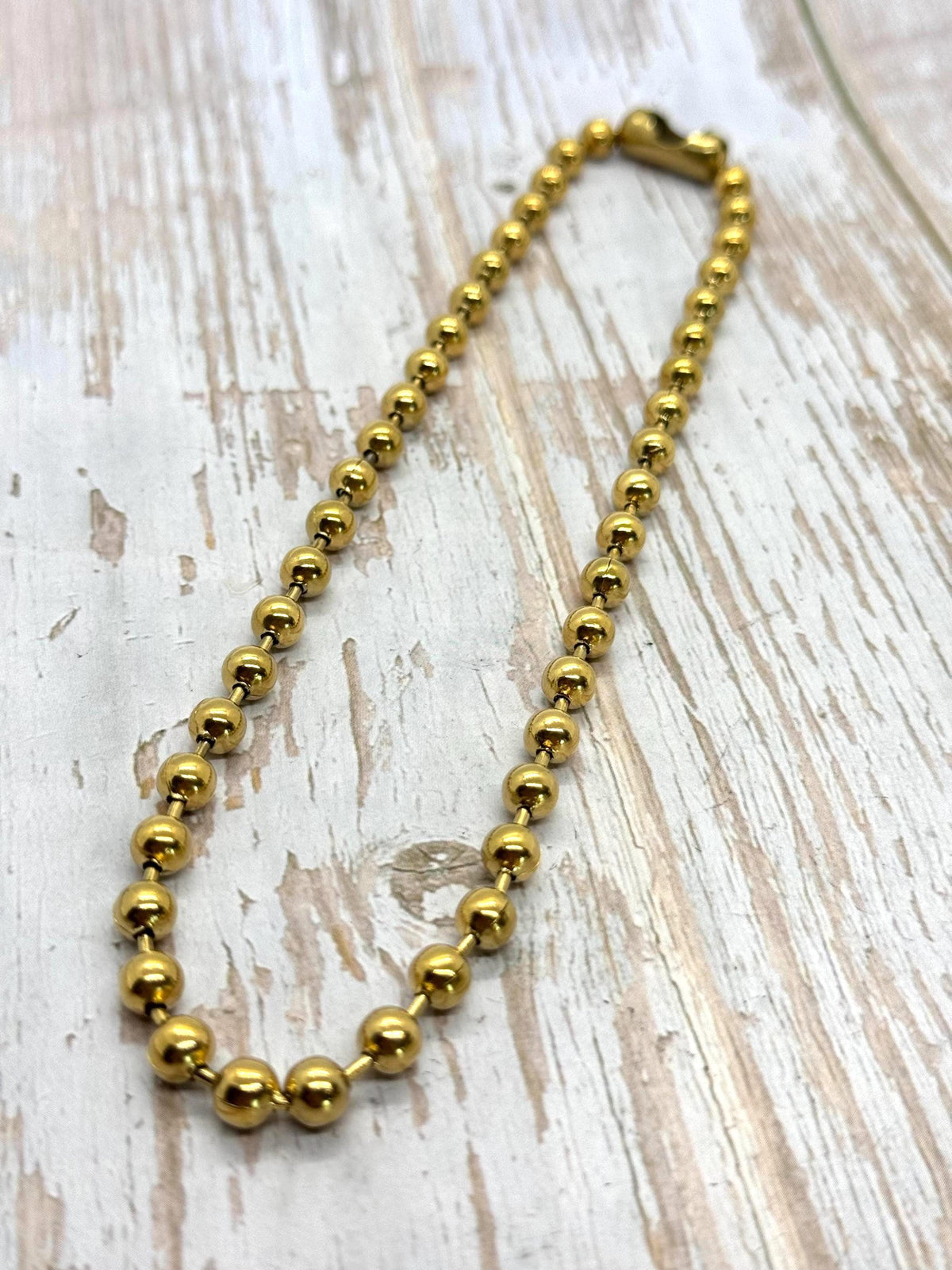 15 Inch Ball Chain Necklace, PVD Gold Plated