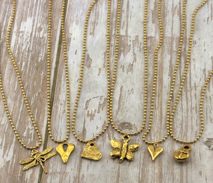 15 Inch Ball Chain Necklace, PVD Gold Plated
