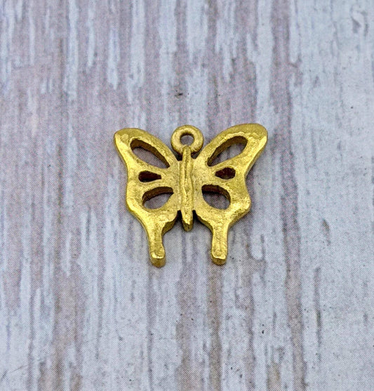 Small Boho Butterfly Charm, Satin 18k Gold Plated - ST673