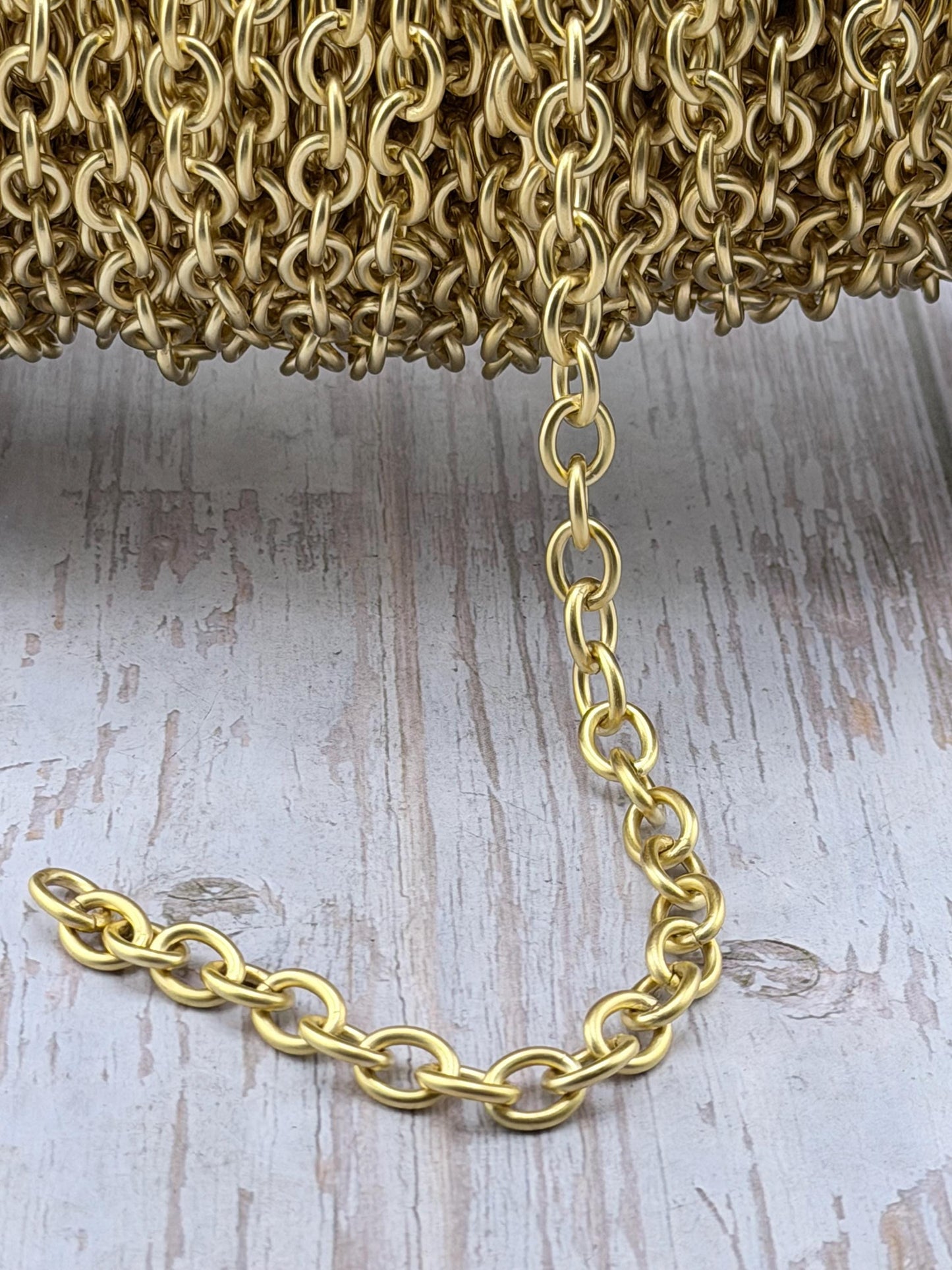Large Chunky Oval Cable Chain, Satin 18k Gold Plated - S075-CH