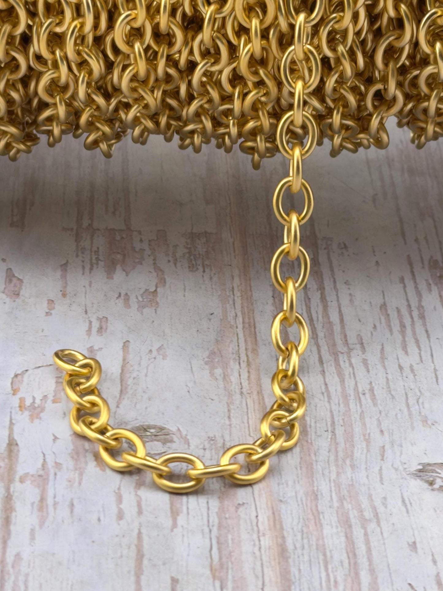 Large Chunky Oval Cable Chain, Satin 18k Gold Plated - S075-CH