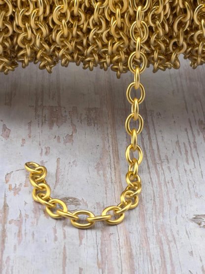 Large Chunky Oval Cable Chain, Satin 18k Gold Plated - S075-CH