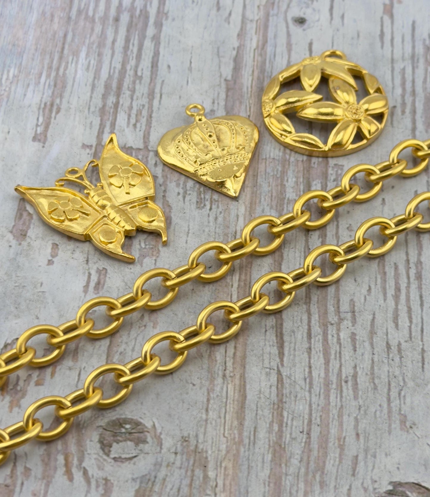 Large Chunky Oval Cable Chain, Satin 18k Gold Plated - S075-CH