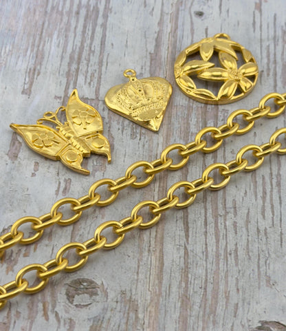 Large Chunky Oval Cable Chain, Satin 18k Gold Plated - S075-CH