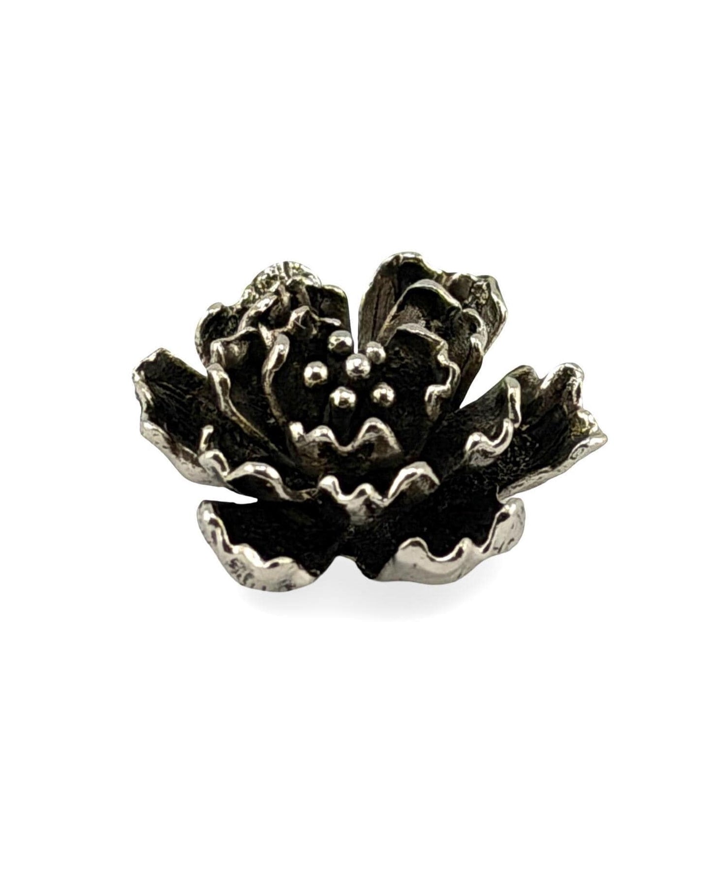 Breloque fleur 3D, étain vieilli - PT610