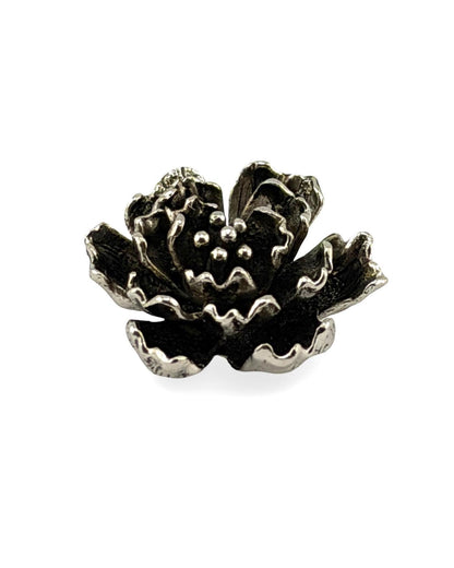 Breloque fleur 3D, étain vieilli - PT610
