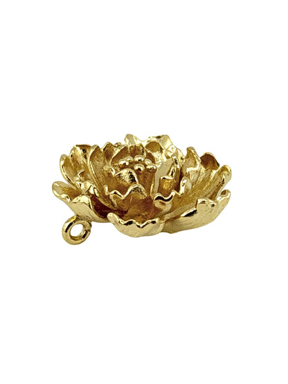 Breloque fleur 3D, plaquée or 18 carats et satinée - ST609